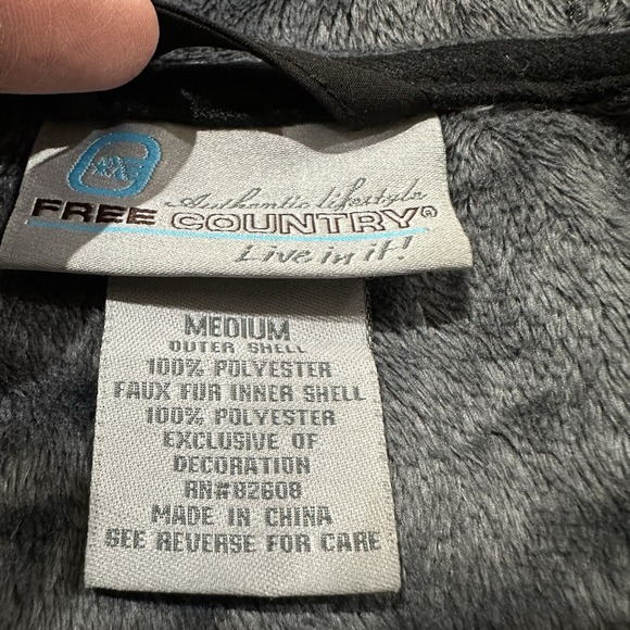 Free Country Women's Faux Fur Inside Full Zip Hooded Jacket Size Medium Black - Picture 6 of 7